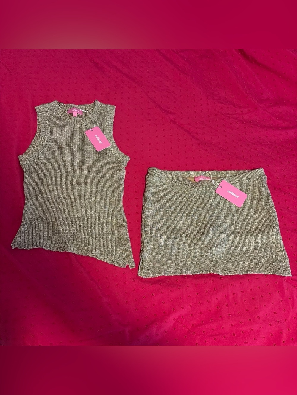 Edikted Gold Tank and Skirt Set NWT